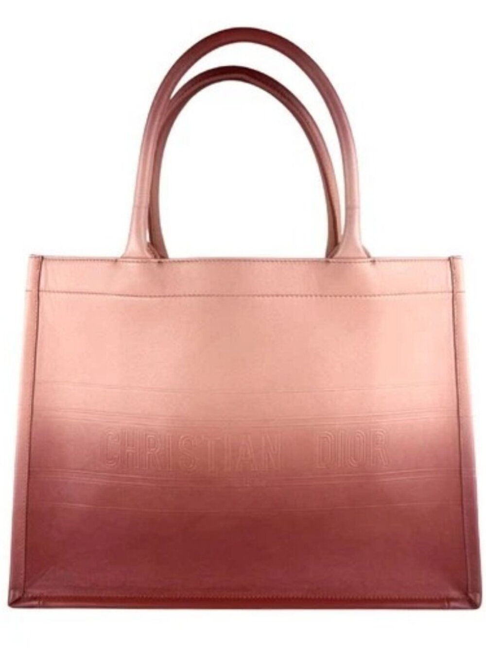 Auth Christian Dior Book Tote Handbag Pink Leather - z9441